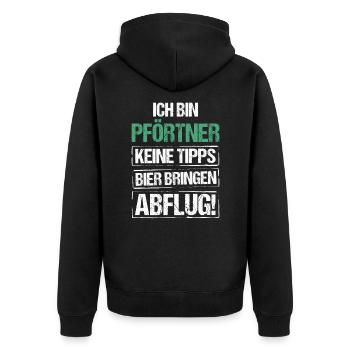 I'm a doorman - bring beer and take off - Unisex Premium Organic Zip Hoodie - black - Back - Nico (187cm)