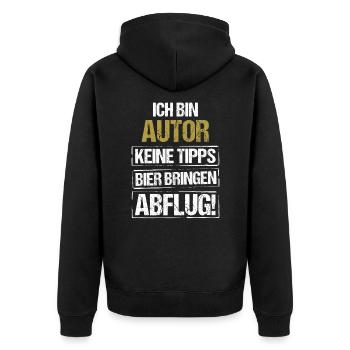 Je suis un auteur - apporte de la bière et décolle - Veste à capuche bio Premium Unisexe - noir - Dos - Nico (187cm)