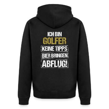 Je suis un golfeur - apporte la bière et décolle - Veste à capuche bio Premium Unisexe - noir - Dos - Nico (187cm)