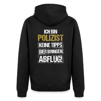 Je suis policier - apporte de la bière et décolle - Veste à capuche bio Premium Unisexe - noir - Dos - Nico (187cm)