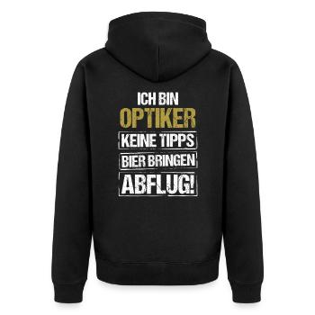 I'm an optician - bring beer and take off - Unisex Premium Organic Zip Hoodie - black - Back - Nico (187cm)