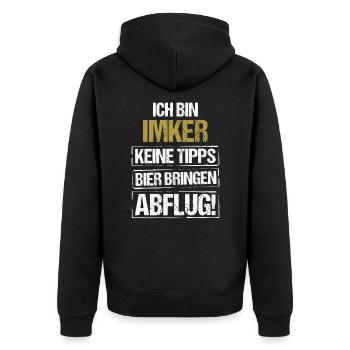 Je suis apiculteur - apporte de la bière et décolle - Veste à capuche bio Premium Unisexe - noir - Dos - Nico (187cm)