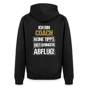 Je suis entraîneur - apporte de la bière et décolle - Veste à capuche bio Premium Unisexe - noir - Dos - Nico (187cm)