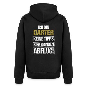 Je m'appelle Darter - apporte de la bière et décolle - Veste à capuche bio Premium Unisexe - noir - Dos - Nico (187cm)