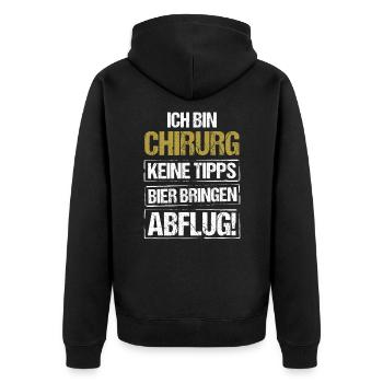 I'm a surgeon - bring beer and take off - Unisex Premium Organic Zip Hoodie - black - Back - Nico (187cm)