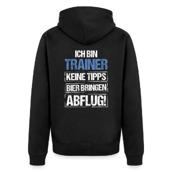I'm a trainer - bring beer and take off - Unisex Premium Organic Zip Hoodie - black - Back - Nico (187cm)