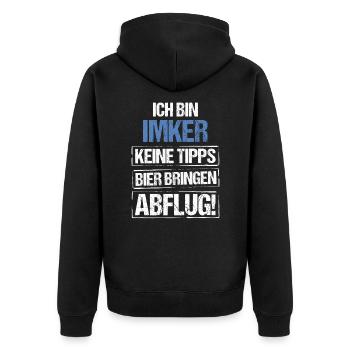 I'm a beekeeper - bring beer and take off - Unisex Premium Organic Zip Hoodie - black - Back - Nico (187cm)