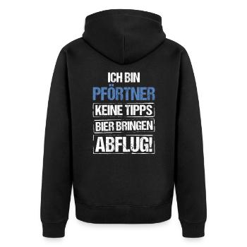 I'm a doorman - bring beer and take off - Unisex Premium Organic Zip Hoodie - black - Back - Nico (187cm)