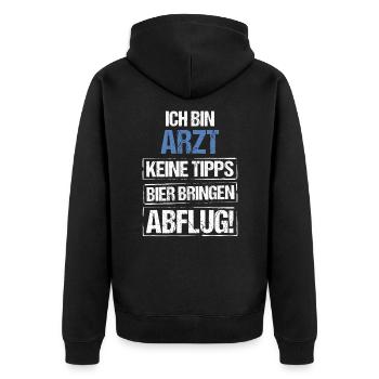 Je suis médecin - Apportez de la bière et partez - Veste à capuche bio Premium Unisexe - noir - Dos - Nico (187cm)