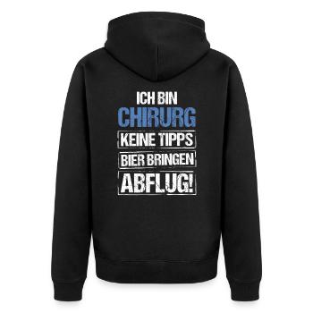 I'm a surgeon - bring beer and take off - Unisex Premium Organic Zip Hoodie - black - Back - Nico (187cm)