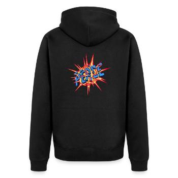 Friedensbombe - Unisex Premium Bio Zip Hoodie - Schwarz - Hinten - Nico (187cm)