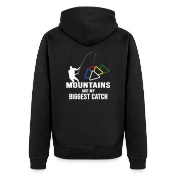 Bergfex Bergsteiger Alpinist Bergwandern - Unisex Premium Bio Zip Hoodie - Schwarz - Hinten - Nico (187cm)