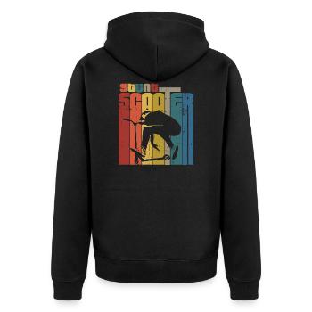Scooter Stunt - Unisex Premium Bio Zip Hoodie - Schwarz - Hinten - Nico (187cm)