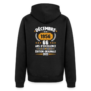 Cadeau D'anniversaire Rétro 66 Ans Décembre 1956 - Veste à capuche bio Premium Unisexe - noir - Dos - Nico (187cm)