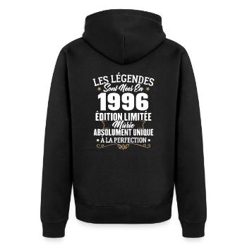 Cadeau d'anniversaire légendes sont nées en 1996 - Veste à capuche bio Premium Unisexe - noir - Dos - Nico (187cm)