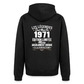 Cadeau d'anniversaire légendes sont nées en 1971 - Veste à capuche bio Premium Unisexe - noir - Dos - Nico (187cm)