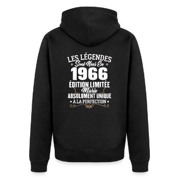 Cadeau d'anniversaire légendes sont nées en 1966 - Veste à capuche bio Premium Unisexe - noir - Dos - Nico (187cm)