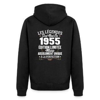 Cadeau d'anniversaire légendes sont nées en 1955 - Veste à capuche bio Premium Unisexe - noir - Dos - Nico (187cm)