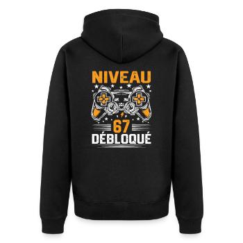 Niveau 67 débloqué / Anniversaire 67 ans gamer - Veste à capuche bio Premium Unisexe - noir - Dos - Nico (187cm)