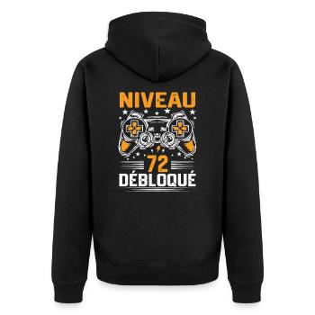 Niveau 72 débloqué / Anniversaire 72 ans gamer - Veste à capuche bio Premium Unisexe - noir - Dos - Nico (187cm)