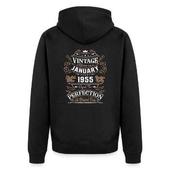 Vintage Janvier 1955, Rétro Cadeau D'anniversaire - Veste à capuche bio Premium Unisexe - noir - Dos - Nico (187cm)