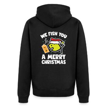 We Fish You A Merry Christmas - Unisex Premium Organic Zip Hoodie - black - Back - Nico (187cm)