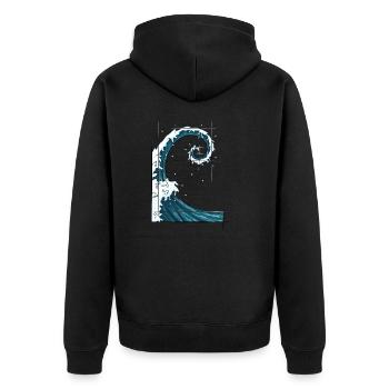 Fibonacci Spirale Goldener Schnitt Surfer Welle - Unisex Premium Bio Zip Hoodie - Schwarz - Hinten - Nico (187cm)