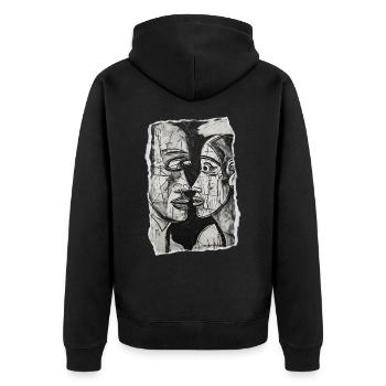 Couple abstrait dans l’art noir et blanc - Veste à capuche bio Premium Unisexe - noir - Dos - Nico (187cm)
