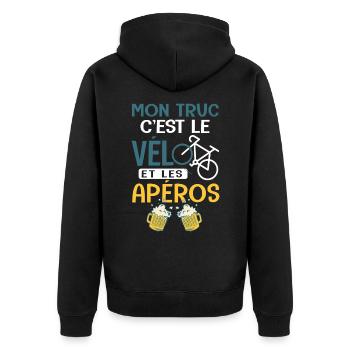 Vélo Mon truc c est le velo et Aperos Humour velo - Veste à capuche bio Premium Unisexe - noir - Dos - Nico (187cm)