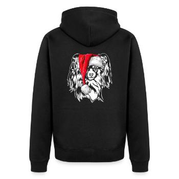 Santa Papillon Christmas St. Nicholas Dogs Wilsigns - Unisex Premium Organic Zip Hoodie - black - Back - Nico (187cm)