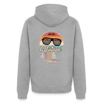 Jahrgang seit 1989 - Unisex Premium Bio Zip Hoodie - Grau meliert - Hinten - Nico (187cm)