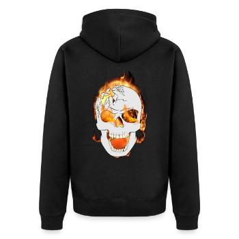 Devil Skeleton Head with Fire Japanese Demon Art - Unisex Premium Organic Zip Hoodie - black - Back - Nico (187cm)