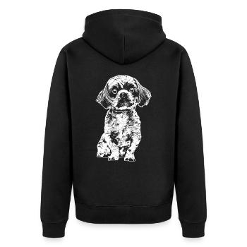 Petit chien glaçant avec de grands yeux. - Veste à capuche bio Premium Unisexe - noir - Dos - Nico (187cm)