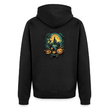 Halloween - Unisex Premium Bio Zip Hoodie - Schwarz - Hinten - Nico (187cm)