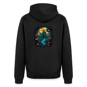 Halloween - Unisex Premium Bio Zip Hoodie - Schwarz - Hinten - Nico (187cm)