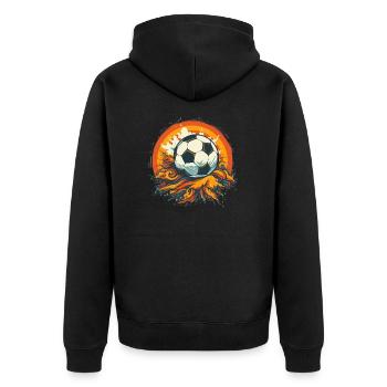 Soccer Ball - Unisex Premium Organic Zip Hoodie - black - Back - Nico (187cm)