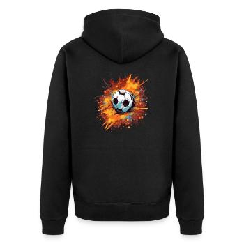 Soccer Ball - Unisex Premium Organic Zip Hoodie - black - Back - Nico (187cm)