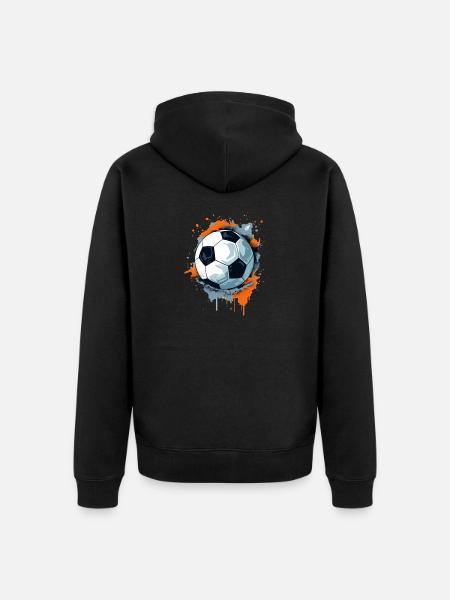 Fußball Ball - Unisex Premium Bio Zip Hoodie - Schwarz
