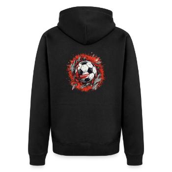 Soccer Ball - Unisex Premium Organic Zip Hoodie - black - Back - Nico (187cm)