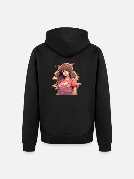 Fille d’anime - Veste à capuche bio Premium Unisexe - noir