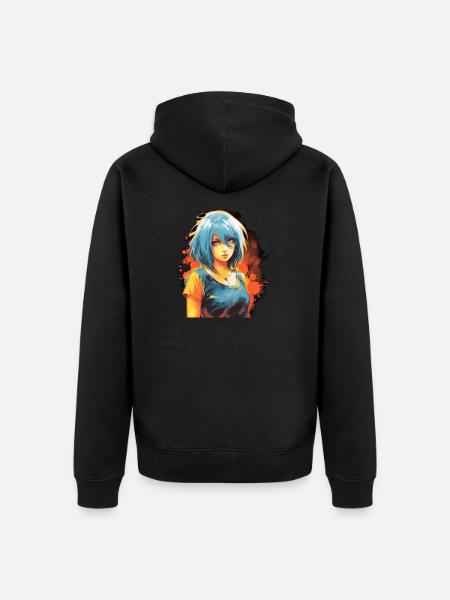 Anime Girl - Unisex Premium Organic Zip Hoodie - black