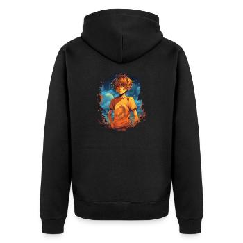 Anime Boy - Unisex Premium Bio Zip Hoodie - Schwarz - Hinten - Nico (187cm)