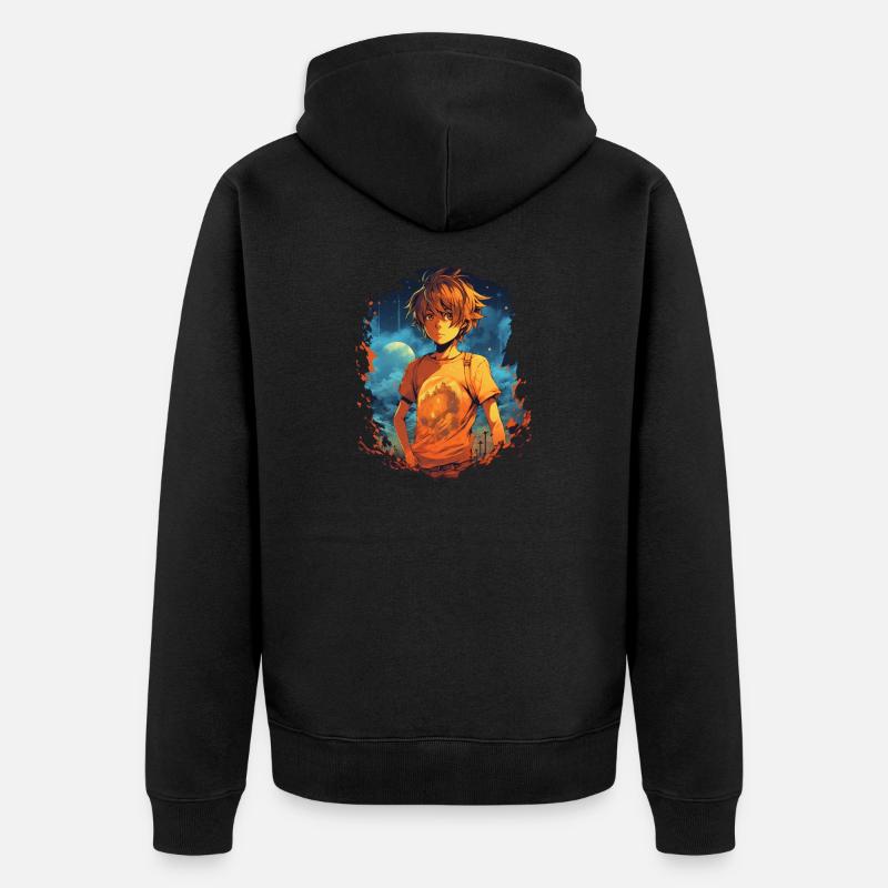 Garçon d’anime - Veste à capuche bio Premium Unisexe - noir