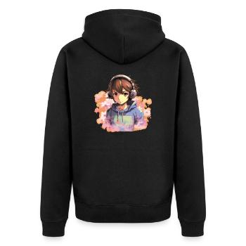 Anime Boy - Unisex Premium Bio Zip Hoodie - Schwarz - Hinten - Nico (187cm)