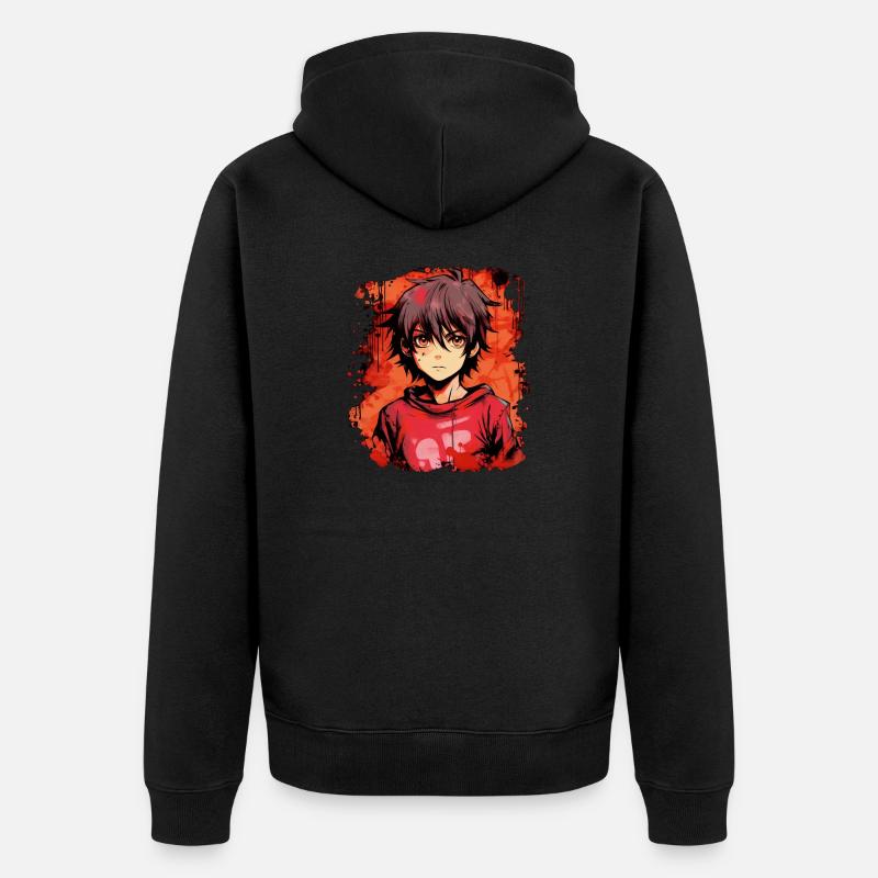 Garçon d’anime - Veste à capuche bio Premium Unisexe - noir