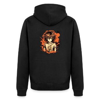 Anime Boy - Unisex Premium Bio Zip Hoodie - Schwarz - Hinten - Nico (187cm)