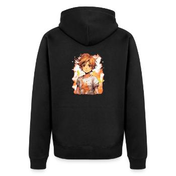 Anime Boy - Unisex Premium Bio Zip Hoodie - Schwarz - Hinten - Nico (187cm)