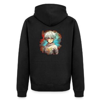 Anime Boy - Unisex Premium Bio Zip Hoodie - Schwarz - Hinten - Nico (187cm)