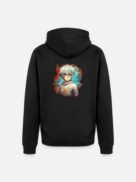 Garçon d’anime - Veste à capuche bio Premium Unisexe - noir