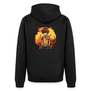 Anime Boy - Unisex Premium Bio Zip Hoodie - Schwarz - Hinten - Nico (187cm)